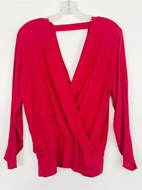 Zero + Maria Cornejo Jasmine Shirt in Red Size 4 Silk Blend Wrap Front Draped